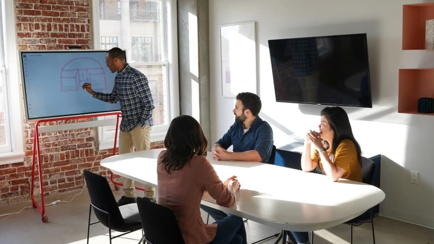 The Vibe digital whiteboard creates opportunities for teamwork during collaborative meetings.