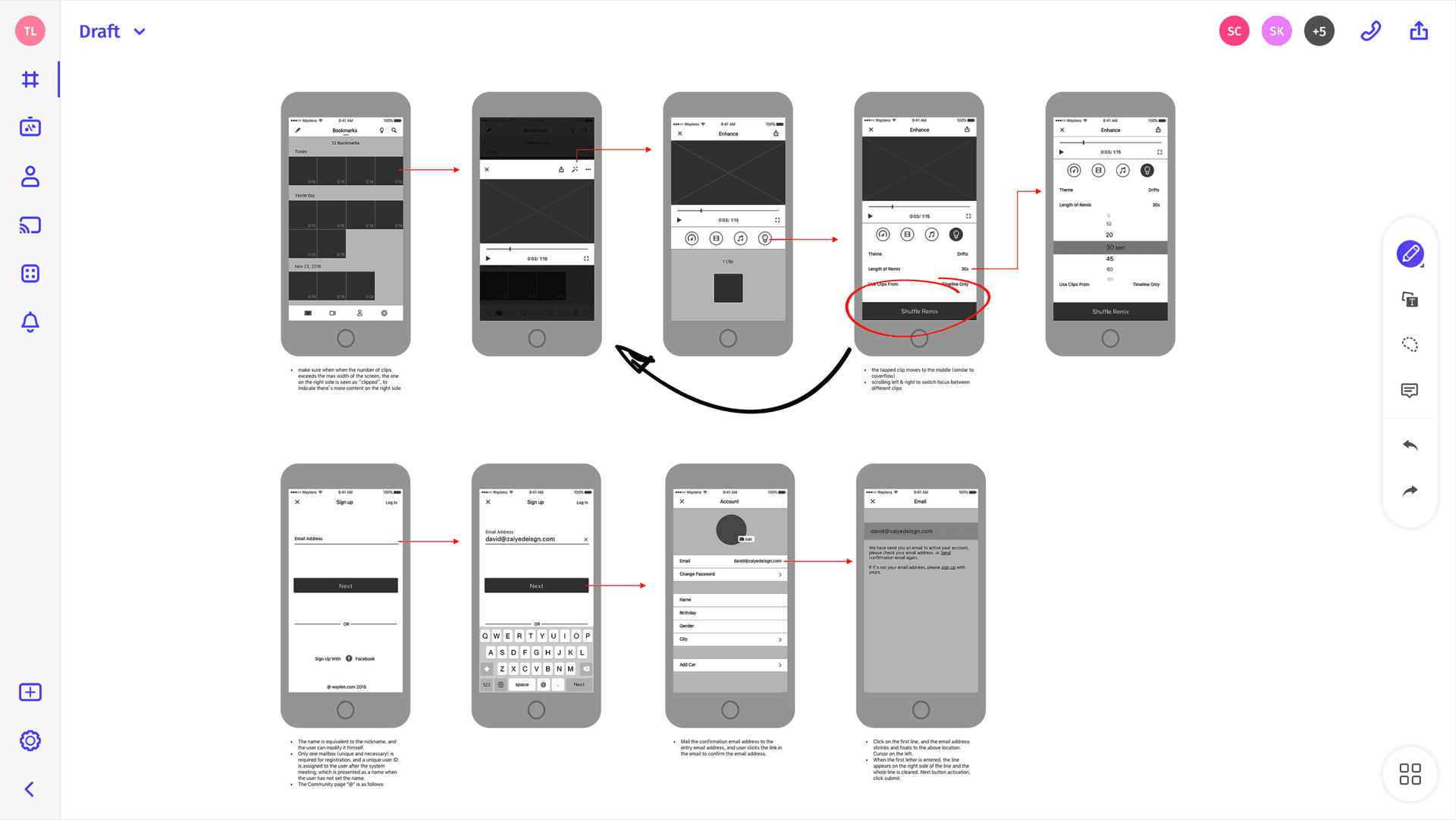 Whiteboarding UX design on a Vibe Smart Whiteboard