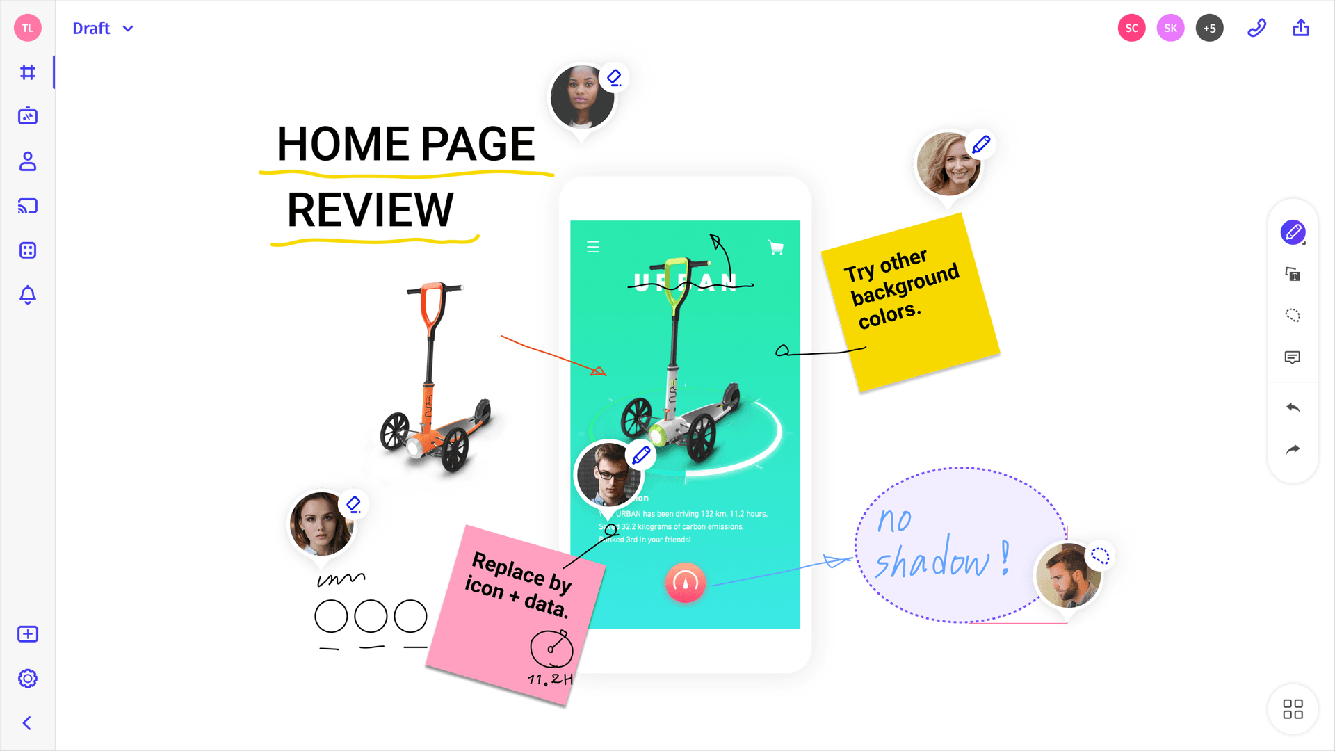 Vibe canvas with brainstorming ideas from teammates
