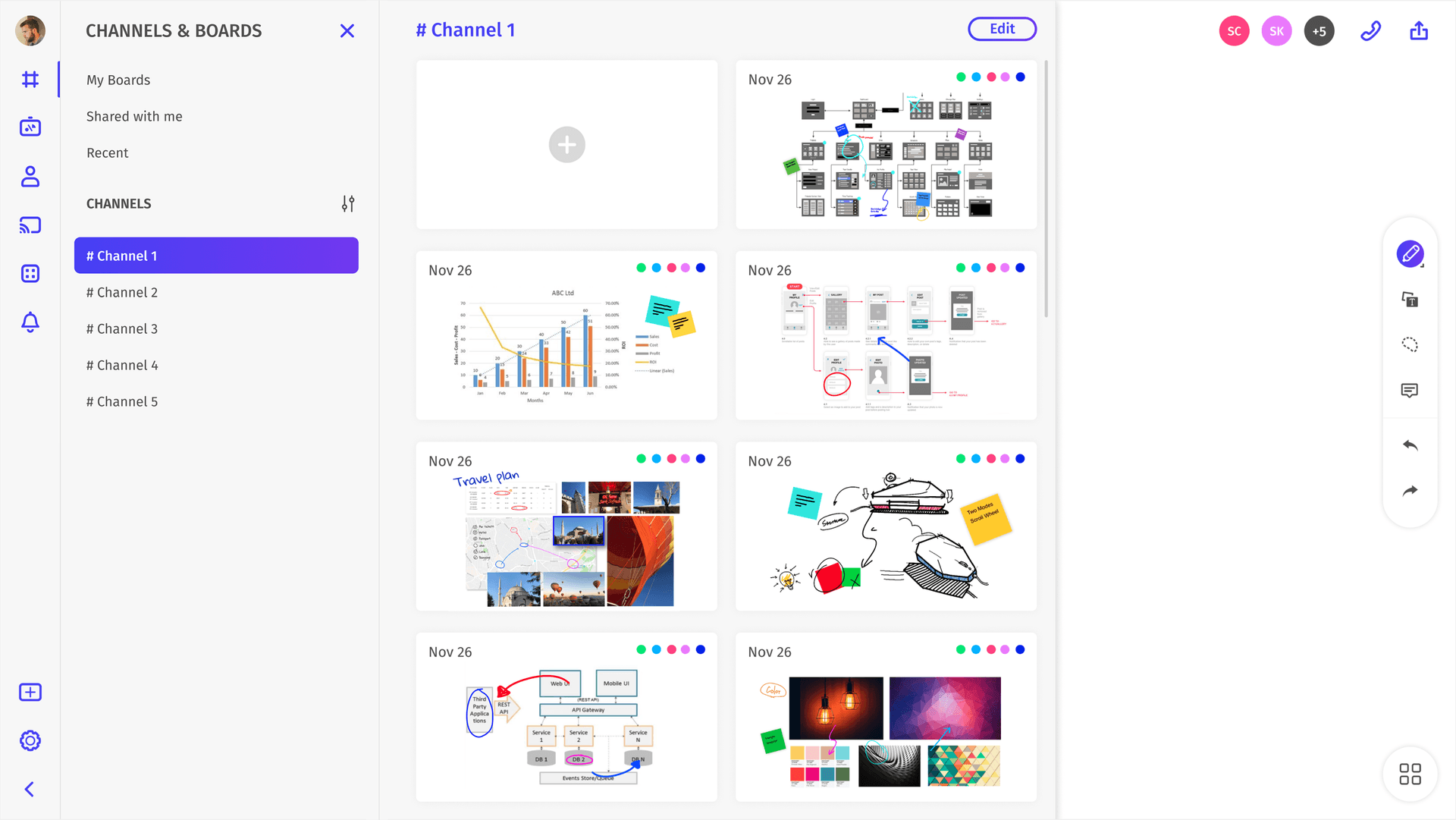 Save various templates and project boards in Vibe