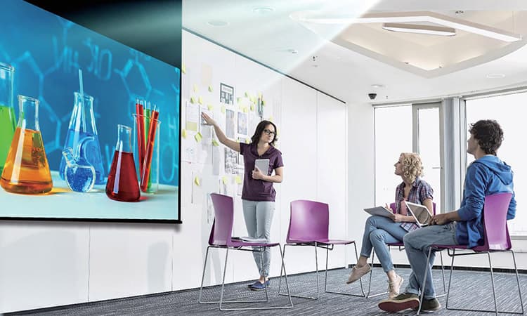 actual white surface is used as the projector screen