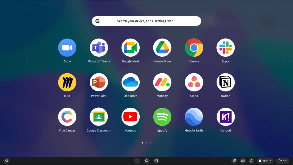 Vibe digital whiteboard interface displaying various integrated productivity apps and tools that enable seamless workflows between platforms for collaborative teamwork.