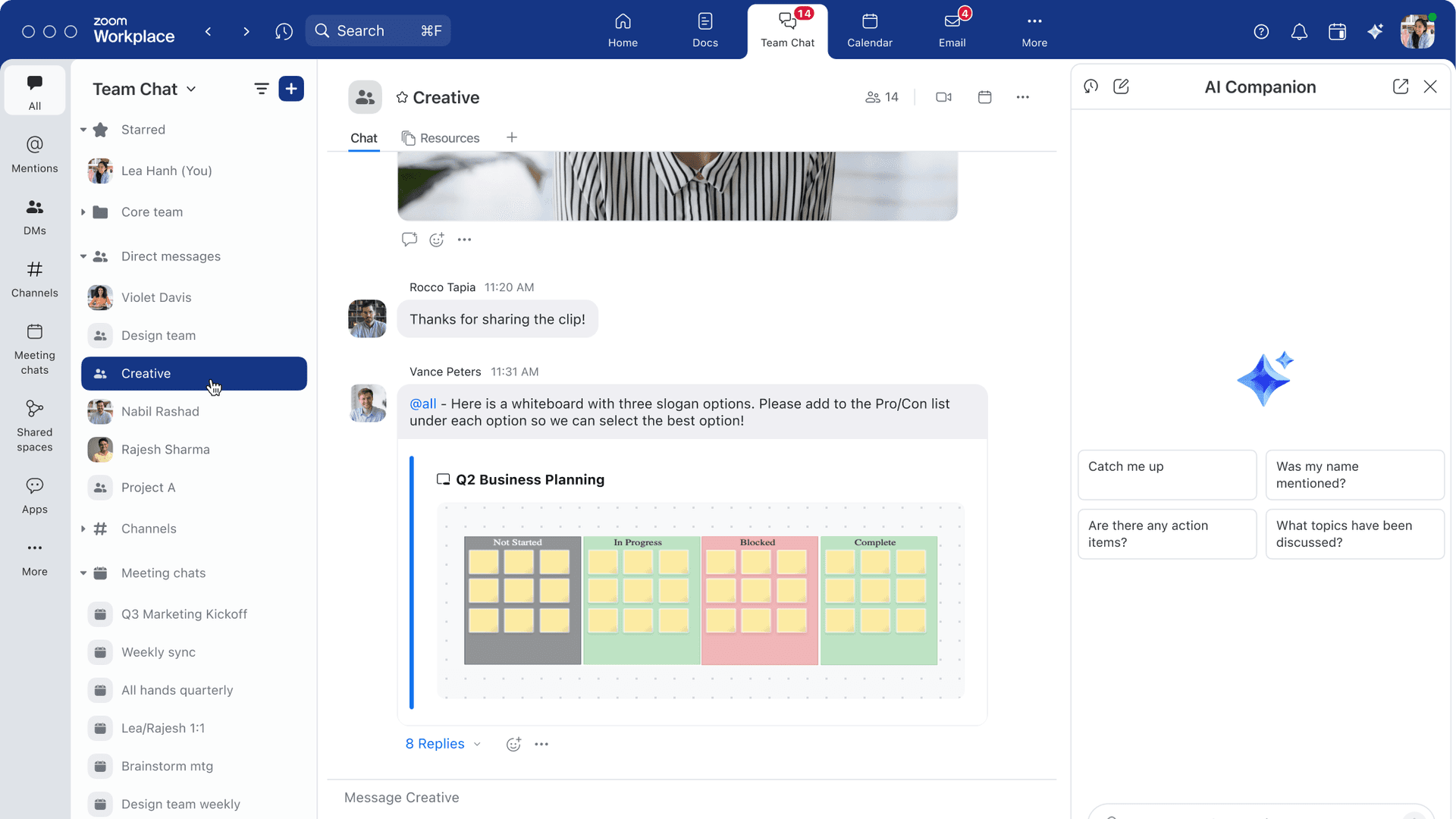 Zoom collaboration platform interface.