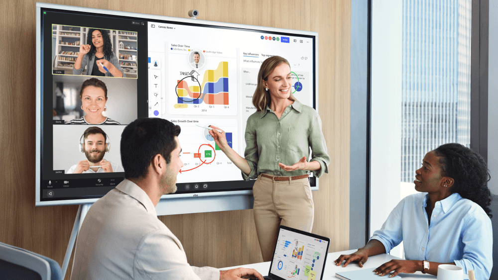 Using Vibe Board to engage with a remote team during a virtual collaboration session.