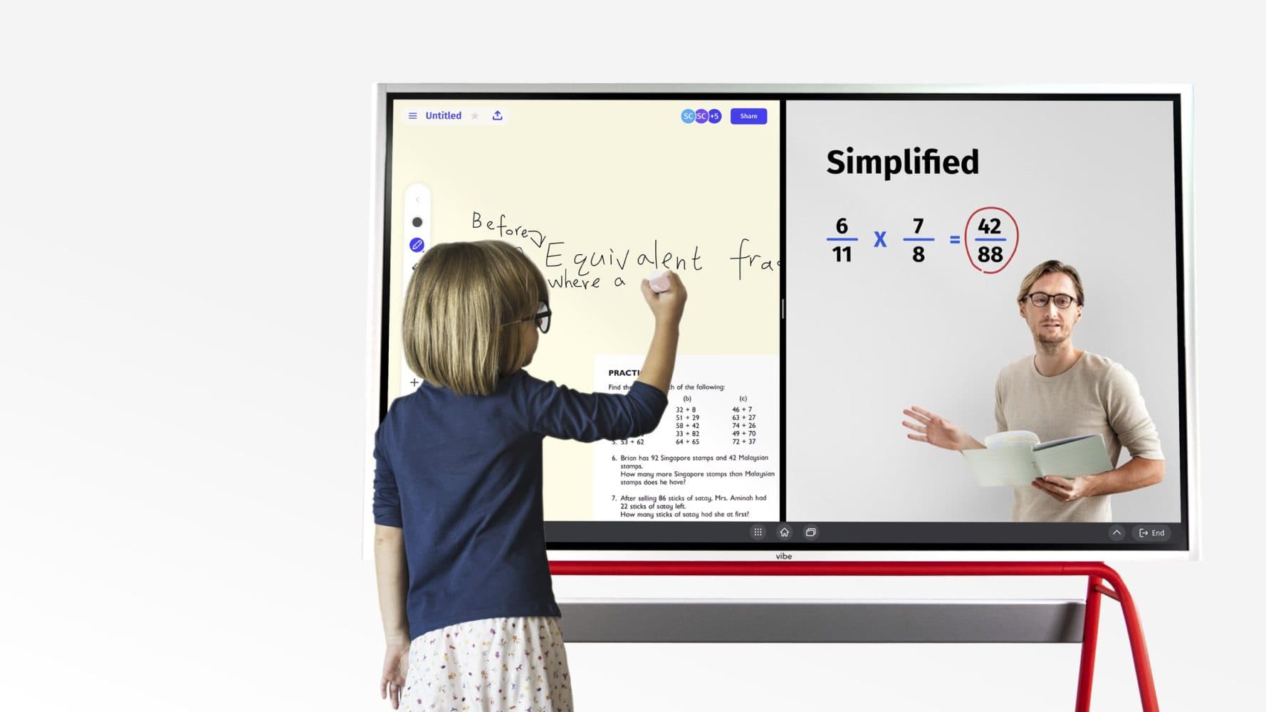 a student is collaborating with teacher in real time