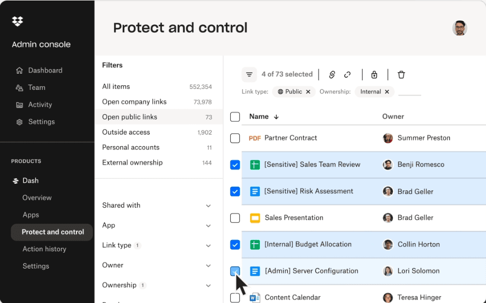 Screenshot of Dropbox.
