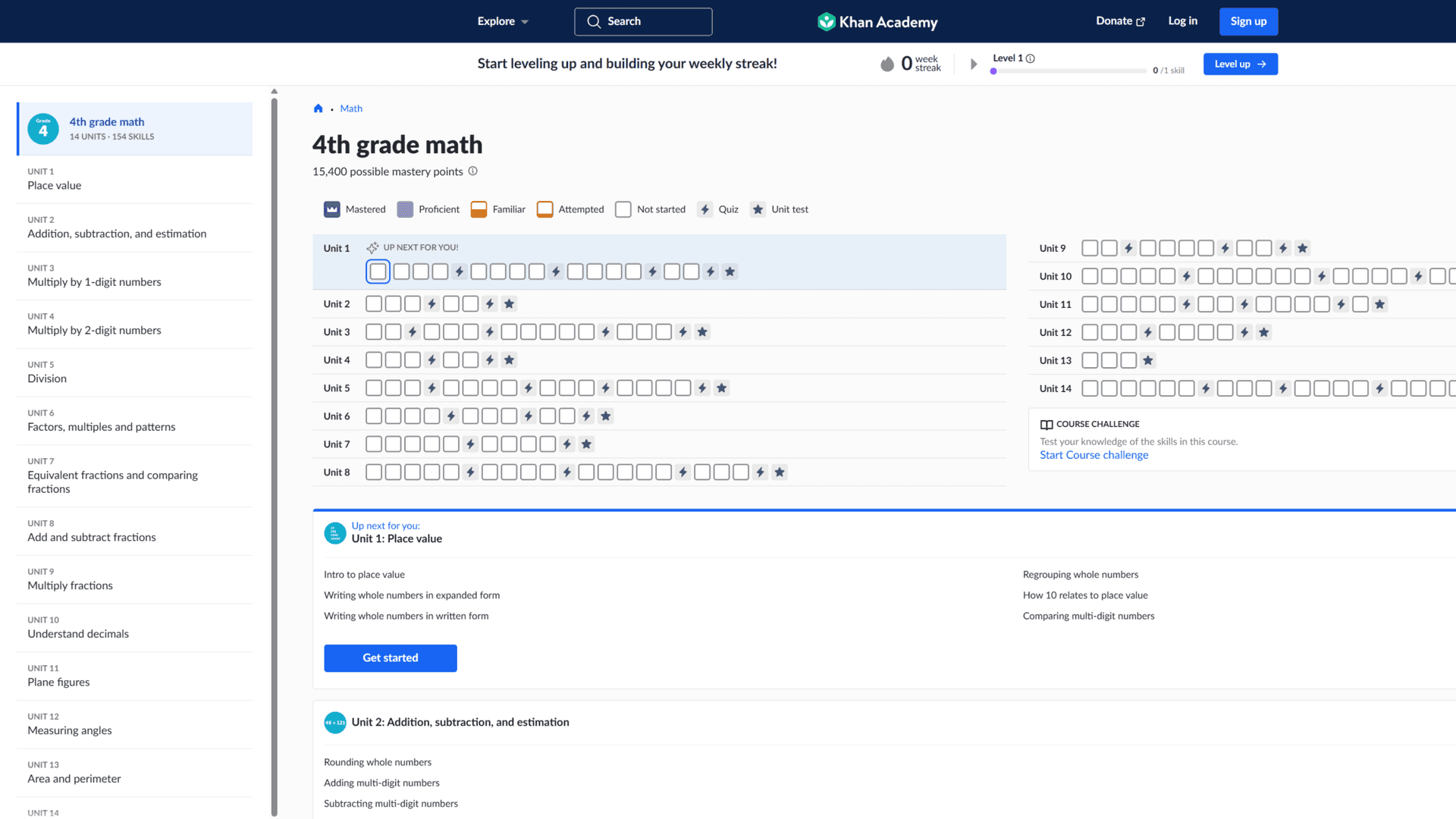 Screenshot of Khan Academy.