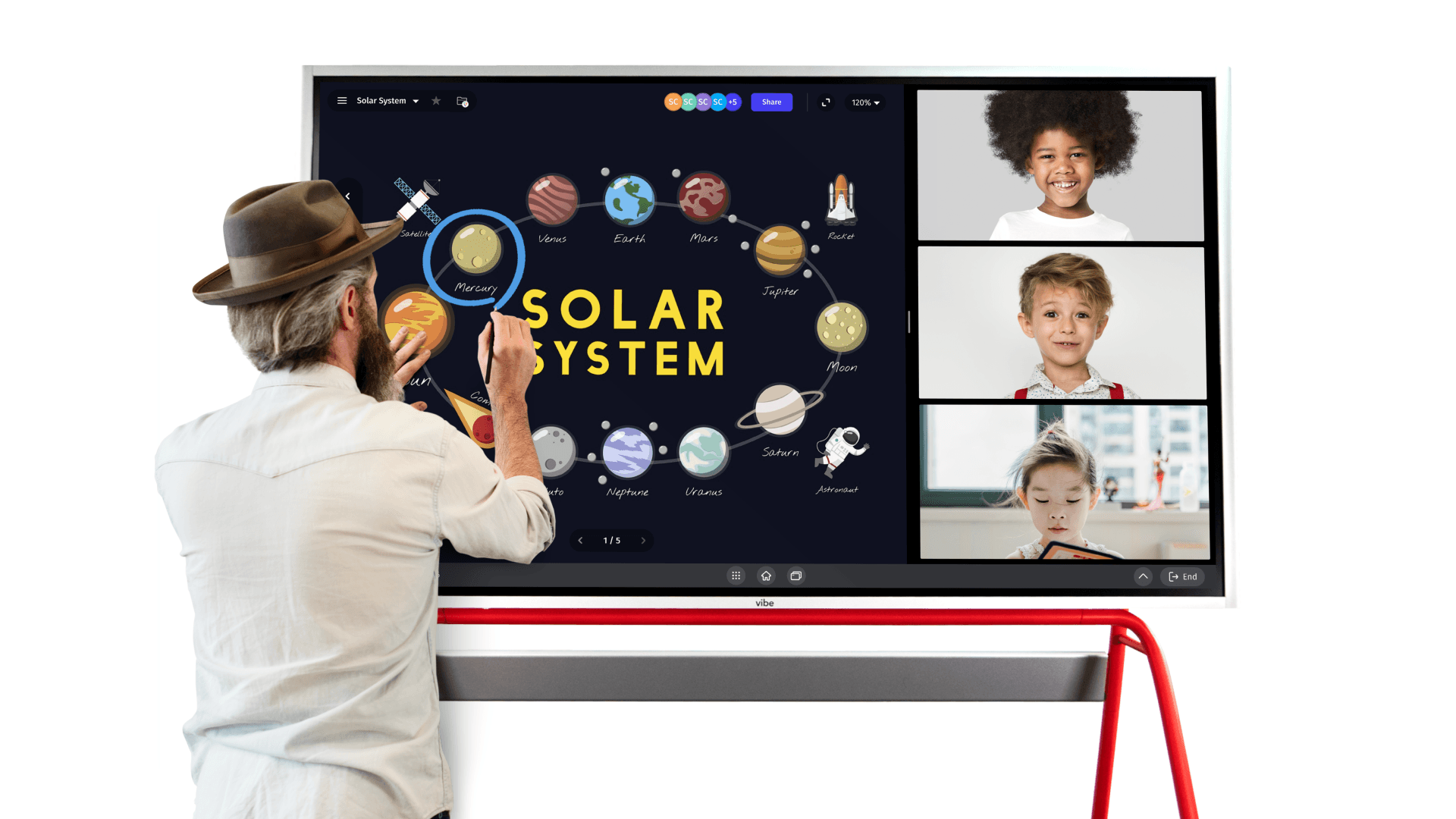 students learning on a Vibe board