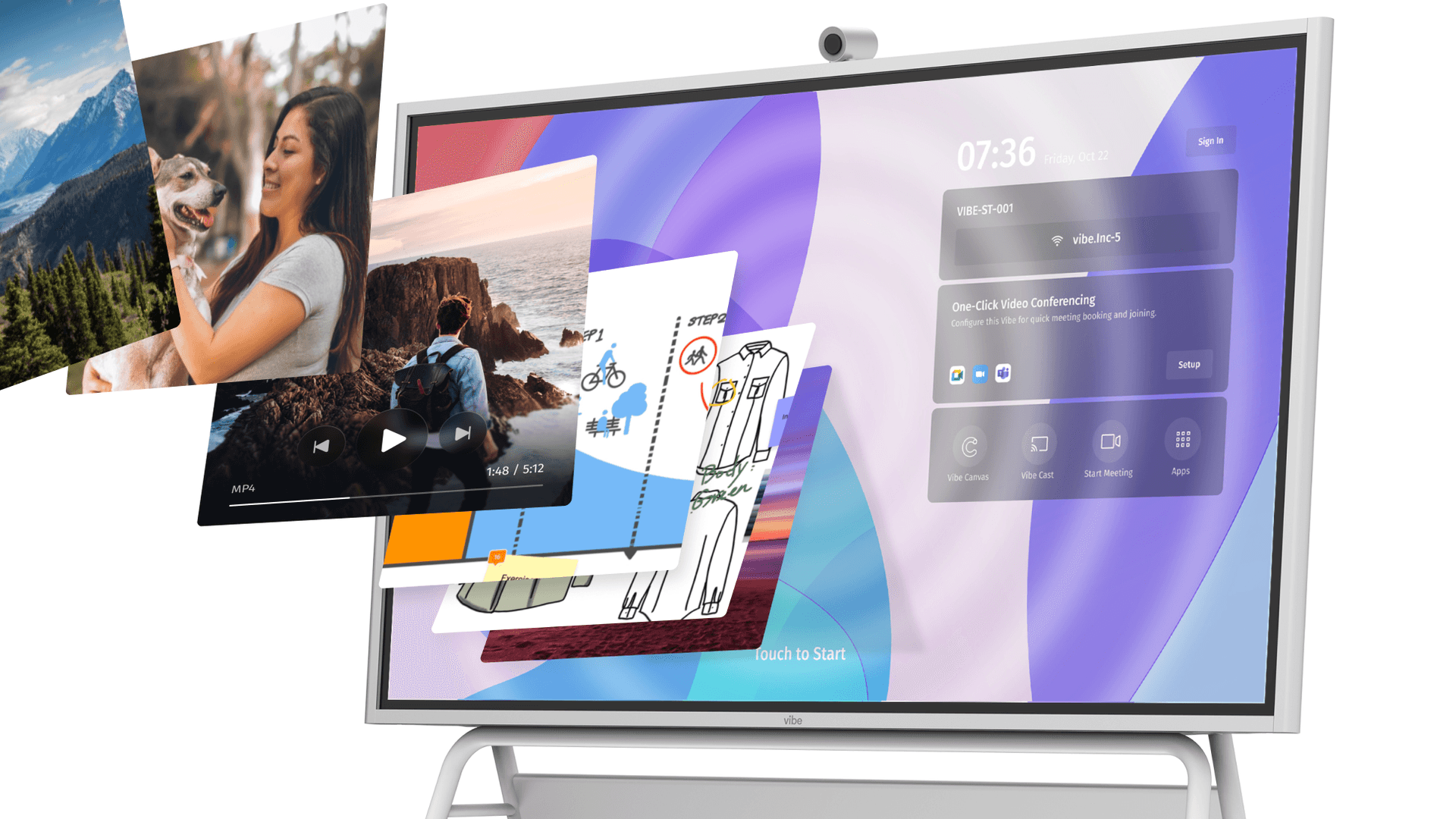 Using the screencasting function to display content on a Vibe Board during a presentation or meeting.