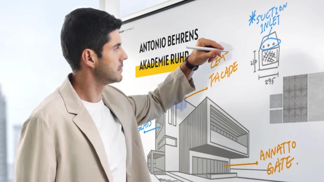 Man using the Vibe Board for whiteboarding.