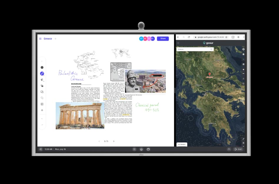 Present the full picture with a split screen and <span class="gradient bold">draw references from Chrome, YouTube, or other apps</span>