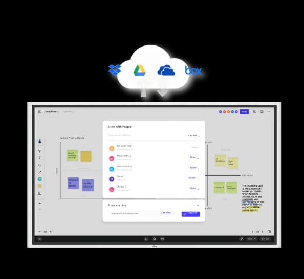 <span class="gradient bold">Seamlessly follow up,</span> save and share meeting notes, annotations, and screen recordings