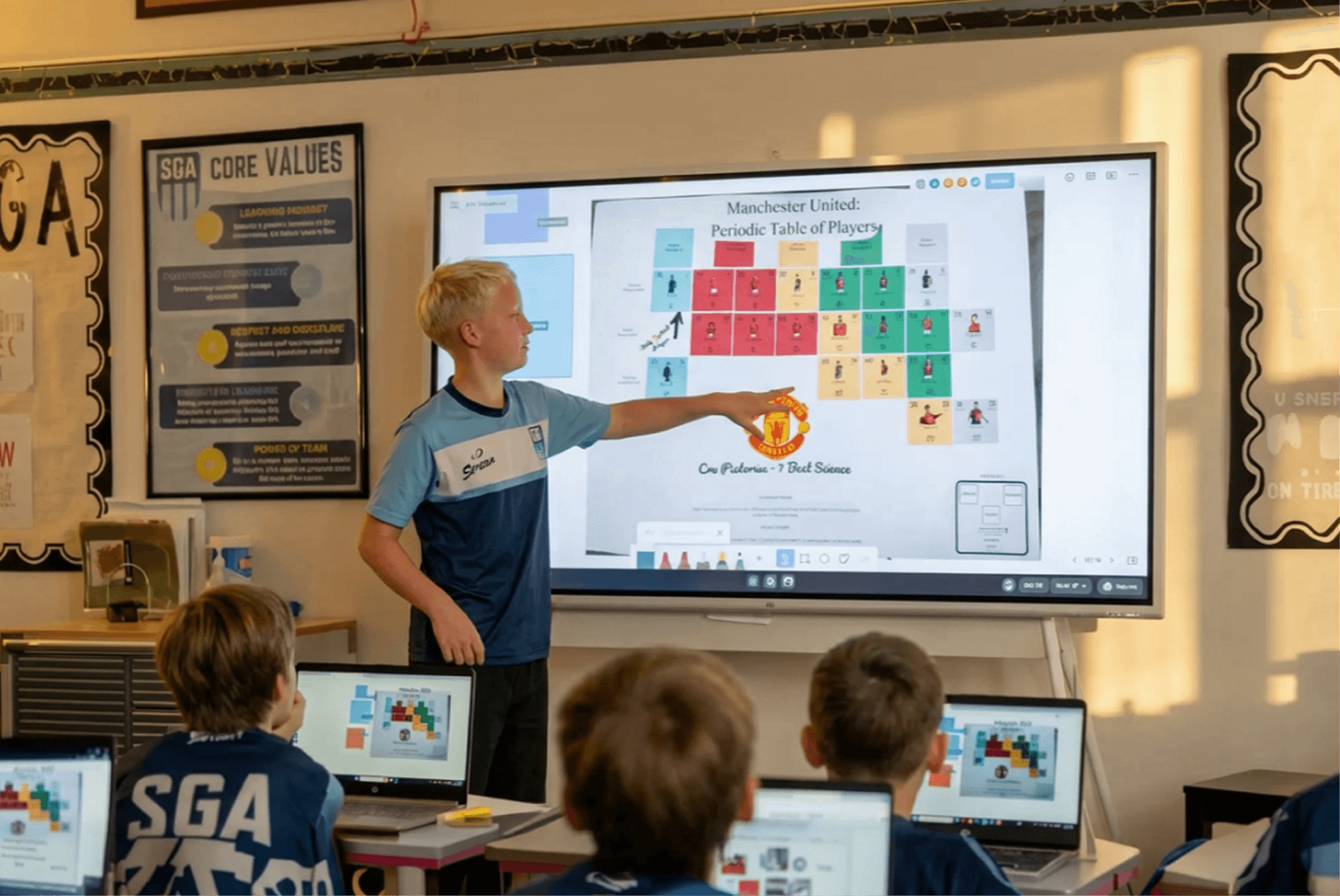 A student is using Vibe Board for assignment presentation.