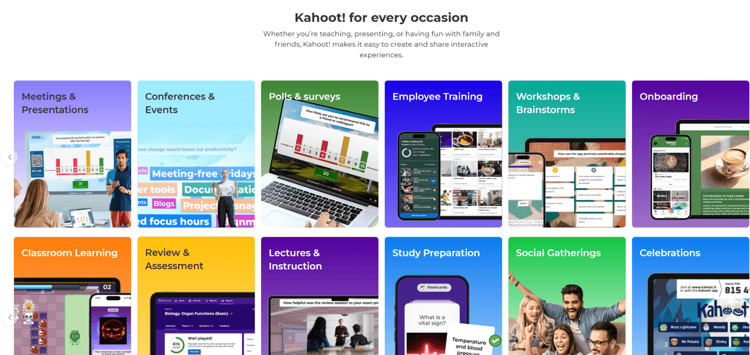 Kahoot! used for classroom learning and student engagement during interactive lesson activities