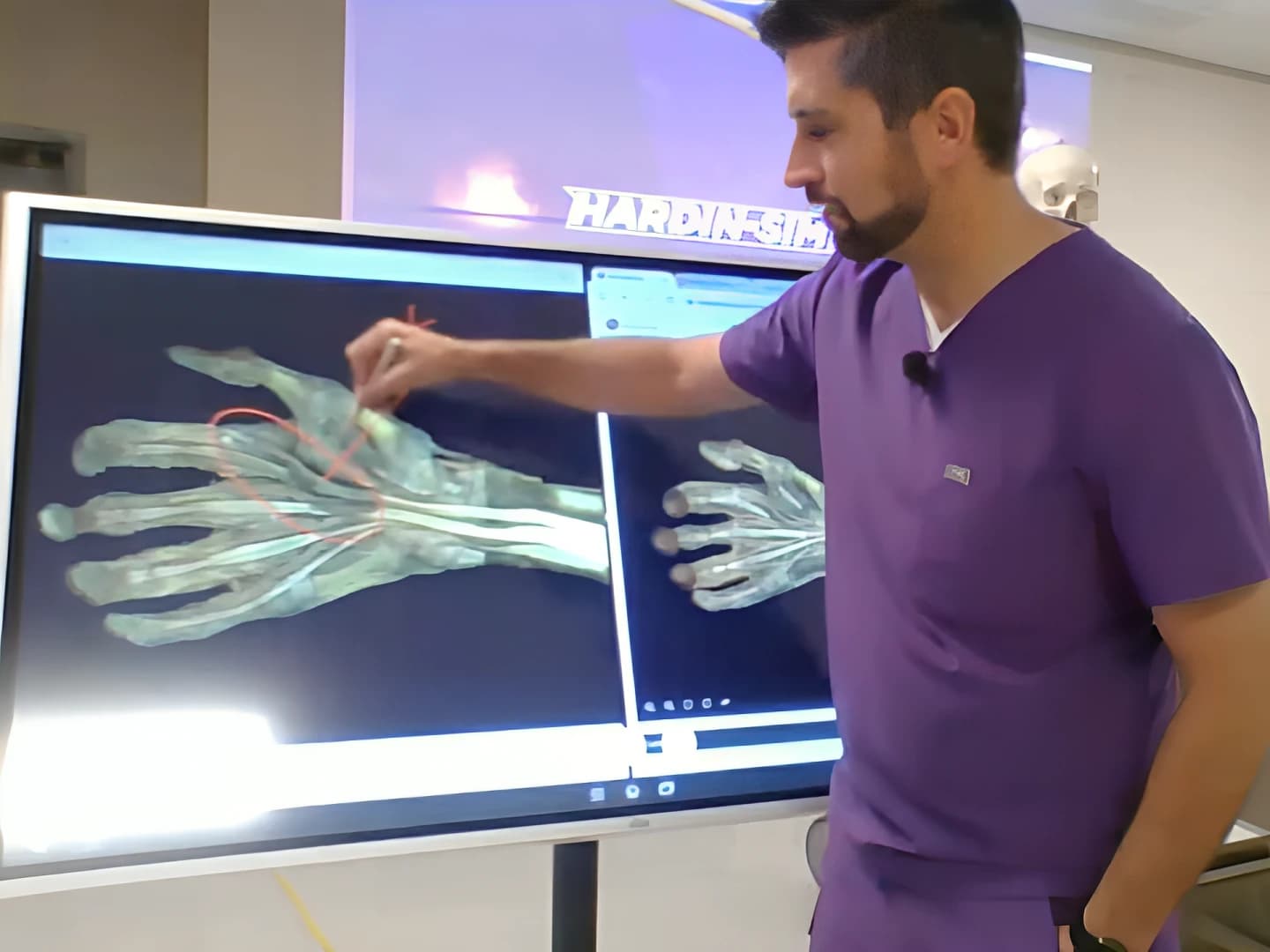 A lecturer is using Vibe Board for interactive medical instruction