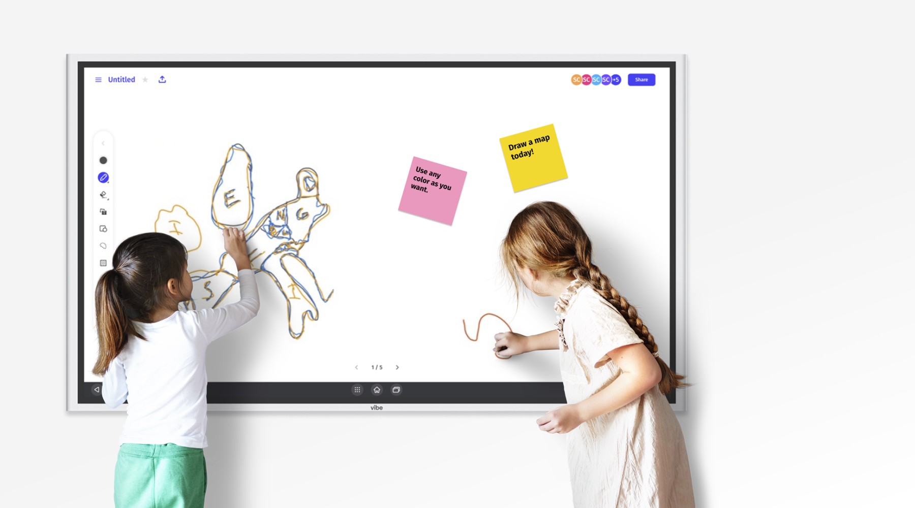 two kids using vibe board learning